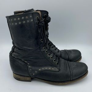 Diesel Black Leather Combat Boots Size 39